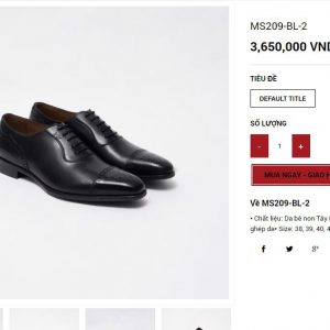 giá niêm yết Giày da nam Oxford cao cấp MS209 Size 42 001