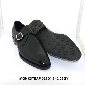 Giày da nam đế cao su nút Monkstrap 02101 Size 42 003