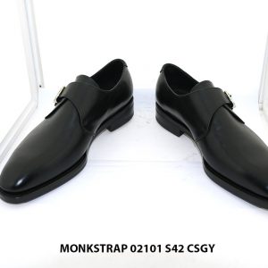 Giày da nam đế cao su nút Monkstrap 02101 Size 42 002